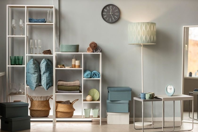 “Cozy minimalist 200‑square‑foot tiny home interior with smart multi‑use furniture and natural light”