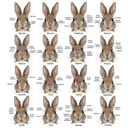 A Morphological chart of rabbit facial diseases with marked growths
