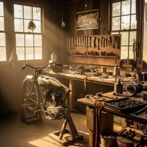Vintage motorcycle restoration representing Mike Wolfe Passion Project and the journey toward simple living.