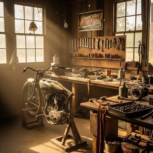 Vintage motorcycle restoration representing Mike Wolfe Passion Project and the journey toward simple living.