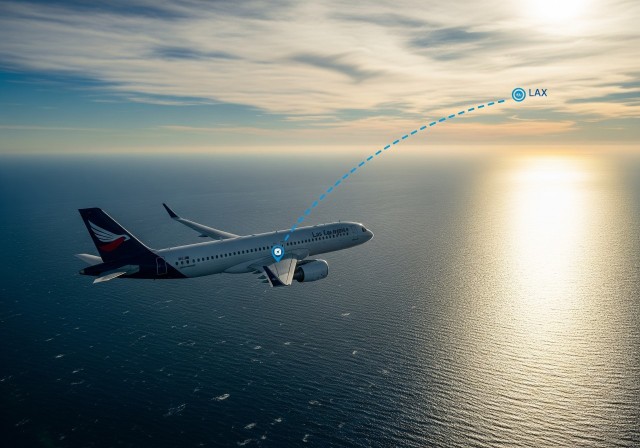  Delta flight diversion, route sketch on Pacific to LAX airport.