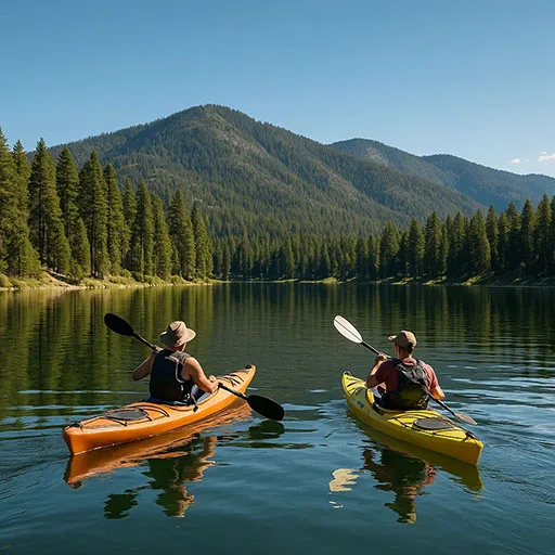 Kayakers enjoying a summer day on Big Bear Lake