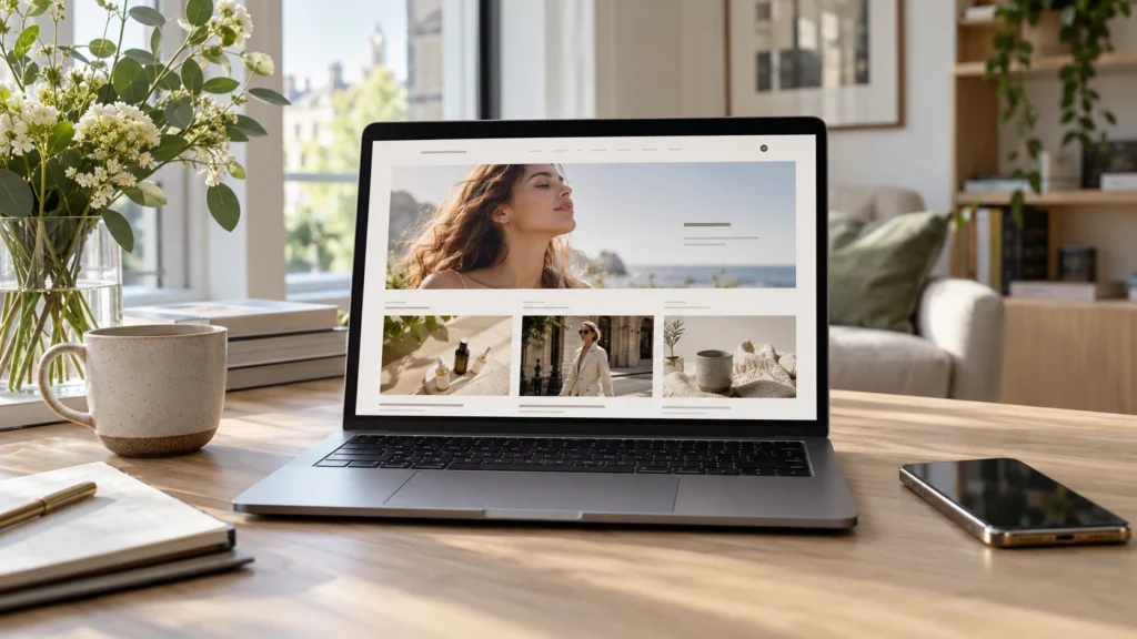 laptop showing a lifestyle website during an editorial review